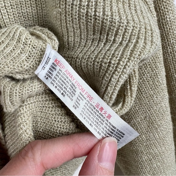 Free People Beach Malibu Sweater Ribbed Knit Oversized Yellow Green Neutral XS - Picture 7 of 10